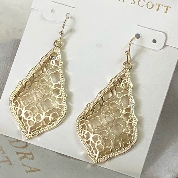 NEW KENDRA SCOTT ADDIE GOLD DROP EARRINGS - Picture 2 of 8